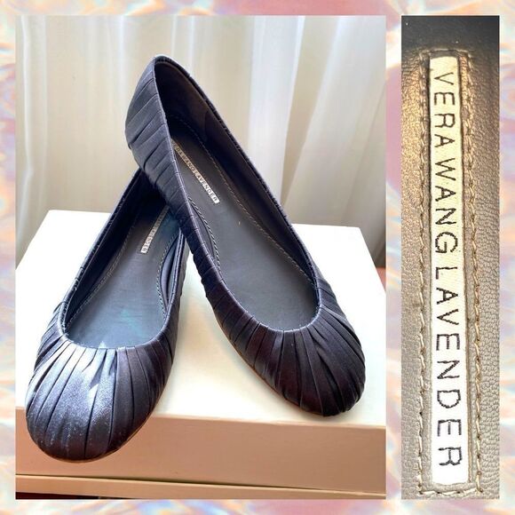 Vera Wang Lavender Ballet Flats Grey Rushed Fabric Size 7 Balletcore Nordstrom - Picture 2 of 12